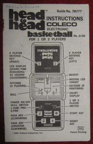 coleco head to head basketball handheld electronic game parts