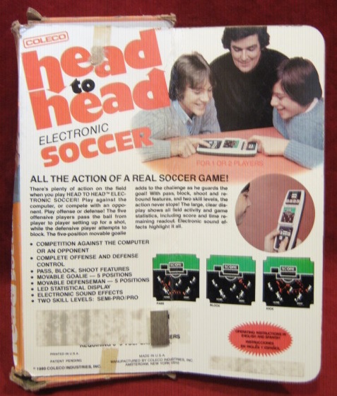 coleco head to head soccer handheld electronic game box front