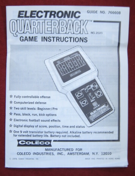 coleco electronic quarterback handheld football game parts