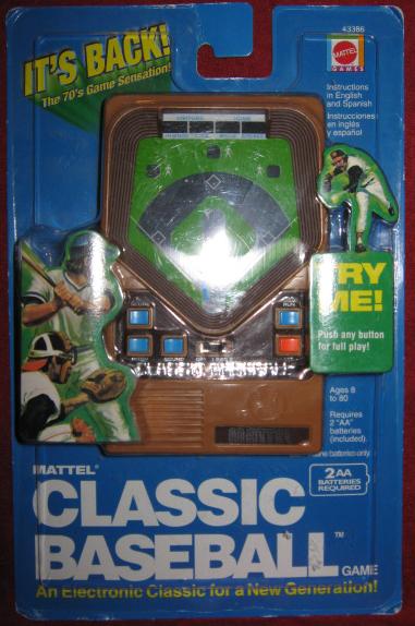 mattel classic baseball handheld electronic game console front