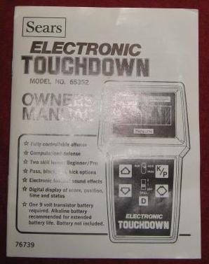 sears touchdown handheld electronic game parts