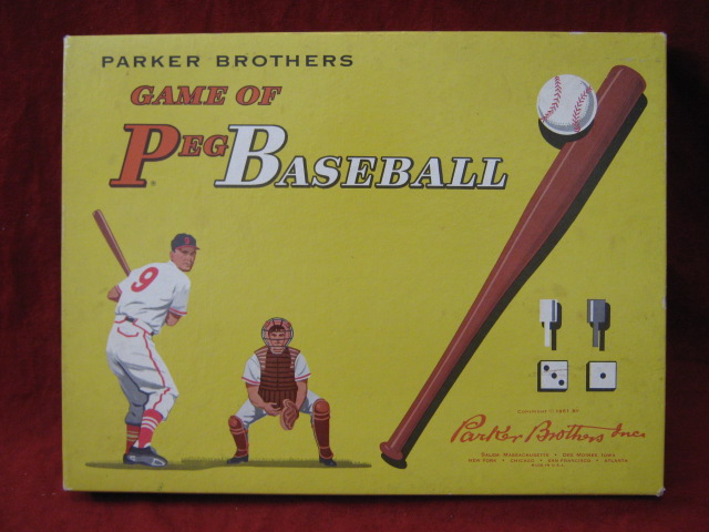 parker brothers peg baseball game box 1961