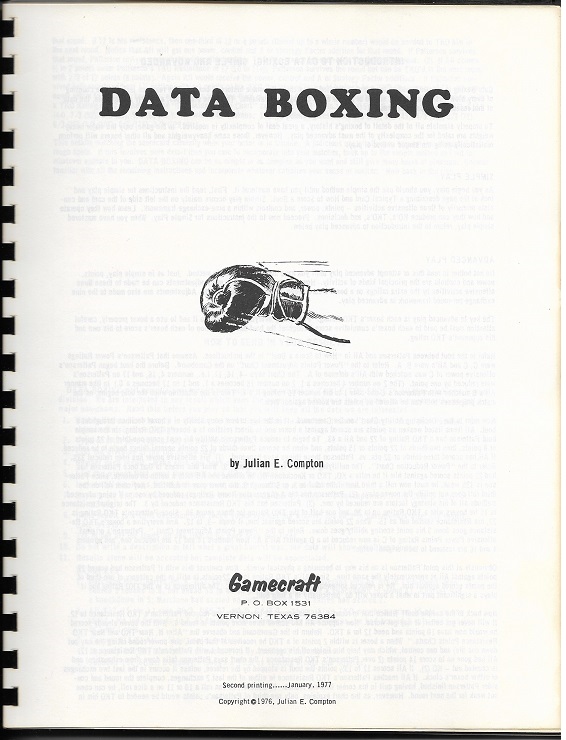 gamecraft data boxing parts 1977 edition