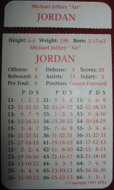 apba basketball game card 1991-92