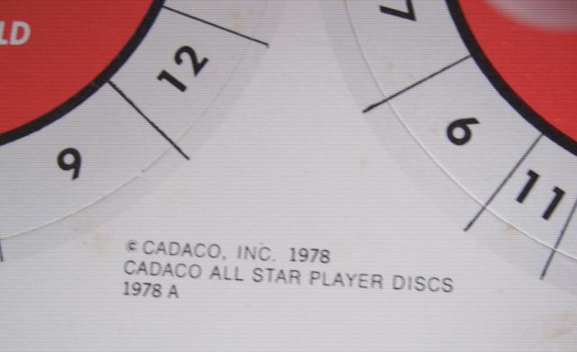 Cadaco All Star Baseball Game Card 1978A