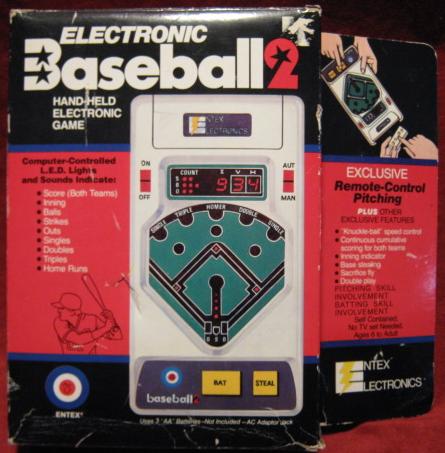 entex baseball 2 handheld electronic game box front