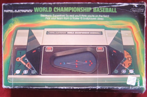 mattel world championship baseball handheld electronic game box front