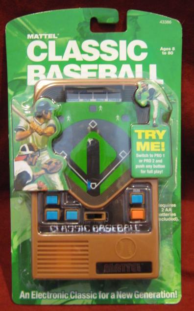 mattel classic baseball handheld electronic game console front