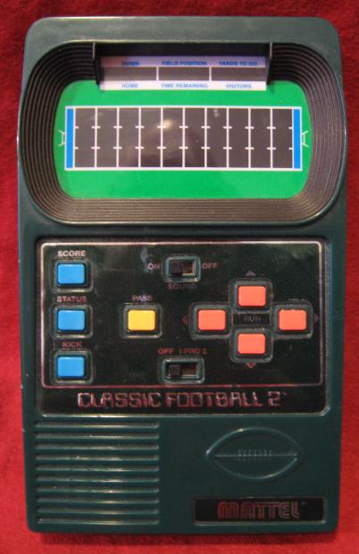mattel classic football 2 handheld electronic game console front