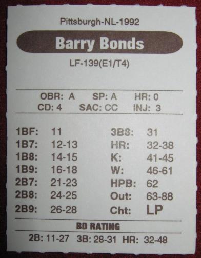 statis pro baseball cards 1992