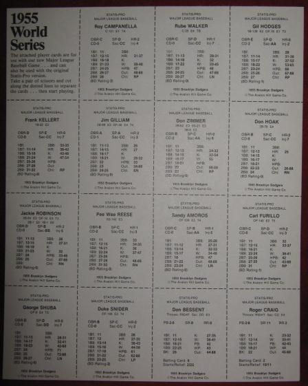 statis pro baseball cards 1955