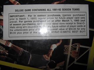 strat-o-matic basketball game box 1991-92